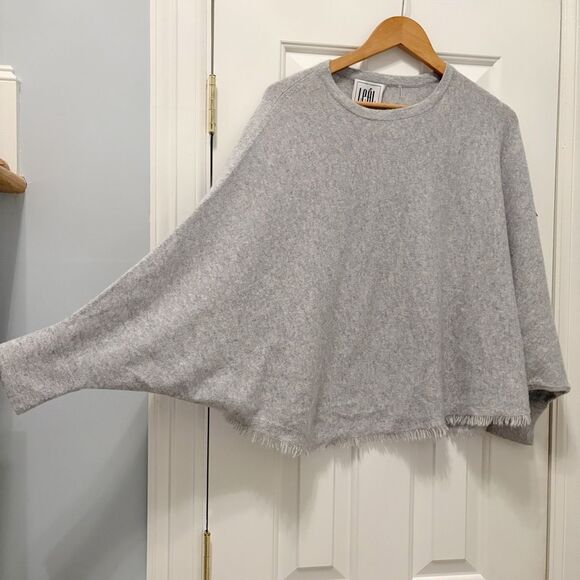 Leal 100% Cashmere Sweater Grey Dolman Sleeve Size M - Picture 1 of 5